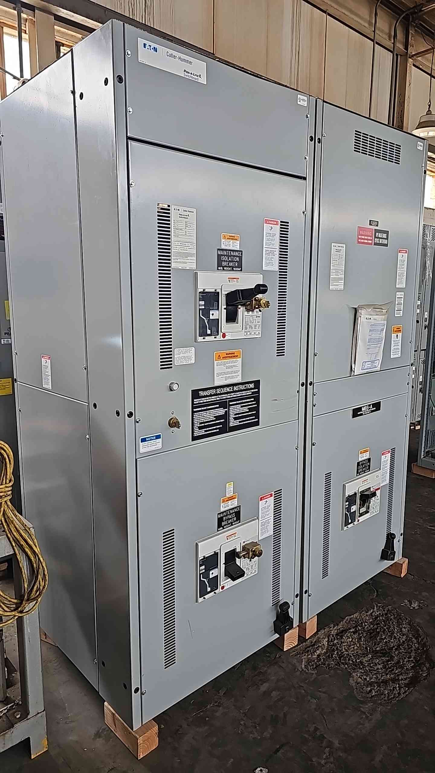 Eaton Cutler Hammer 1600A Switchboard 3x 1600 Amp RD Breakers UPS Bypass 480V