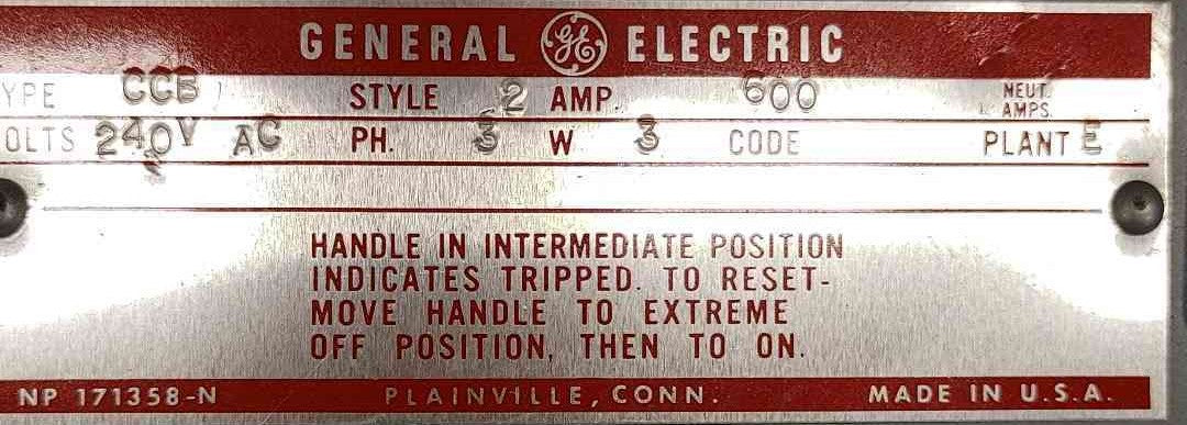GE CCB 600A 240V 3PH Panelboard Enclosure 14x TED 50A 3-Pole Circuit Breakers