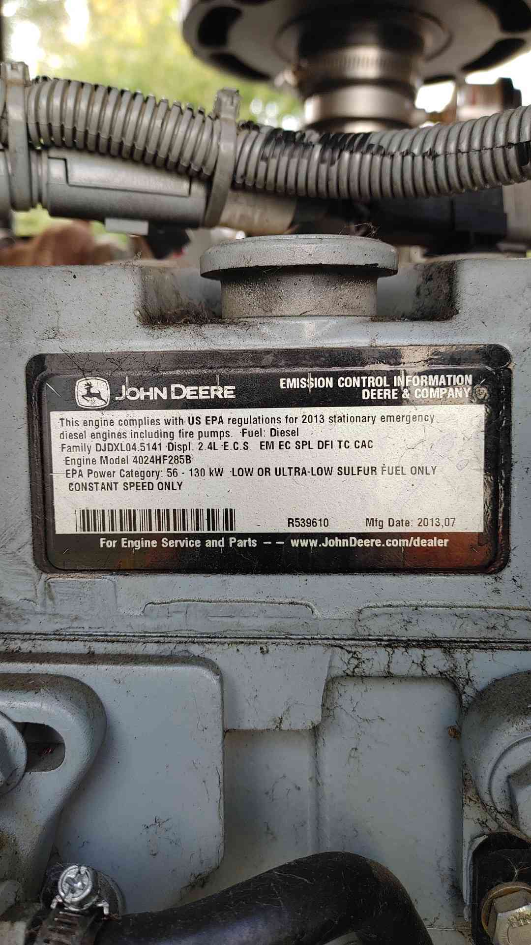 AS-IS MTU 60KW 1PH John Deere Diesel Generator