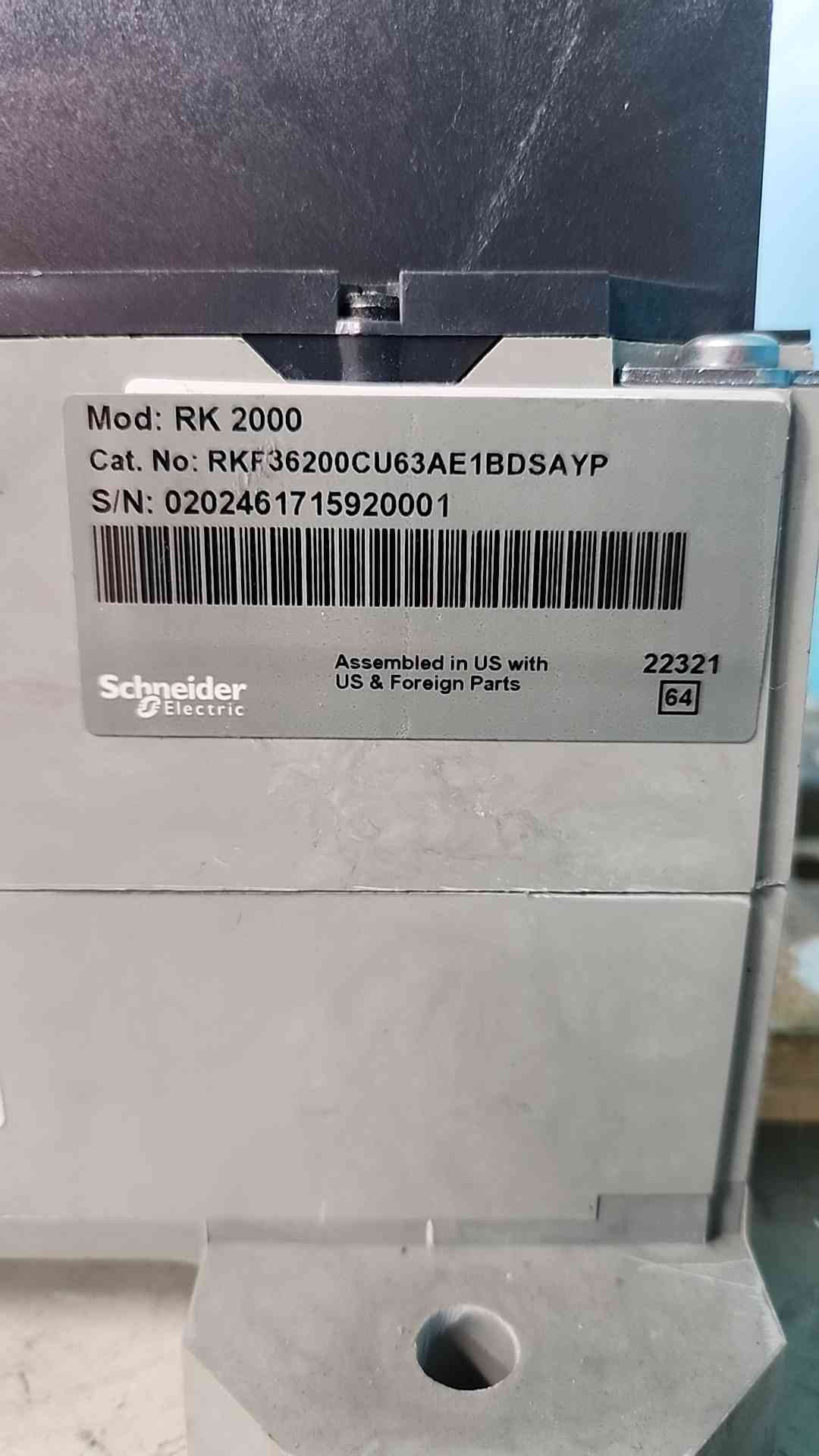Square D PowerPact RK2000 RKF36200CU63AE1BDSAYP 2000A Circuit Breaker Micrologic