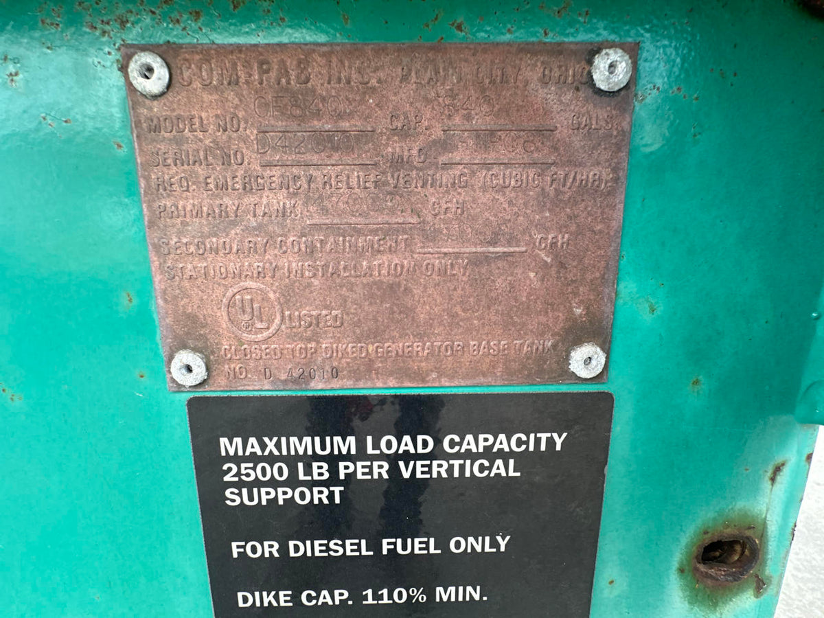 500 kW Cummins/Onan Gen Set, with Enclosure and Base Fuel Tank, Year – 2008, 59 Hours, US EPA Tier 2 Pre Emissions