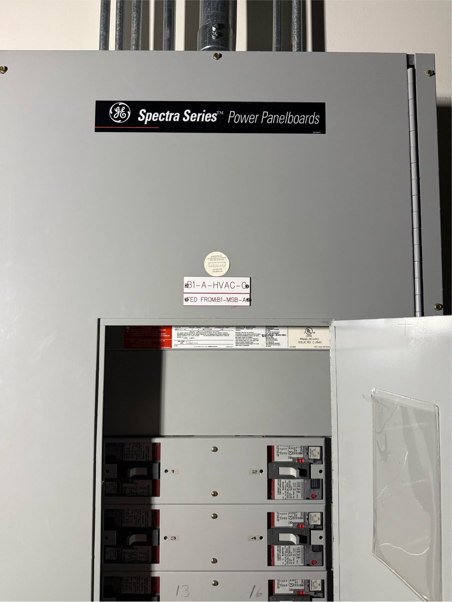 GE Spectra Series 250A Panelboard 480/277v 12x Breaker Distribution
