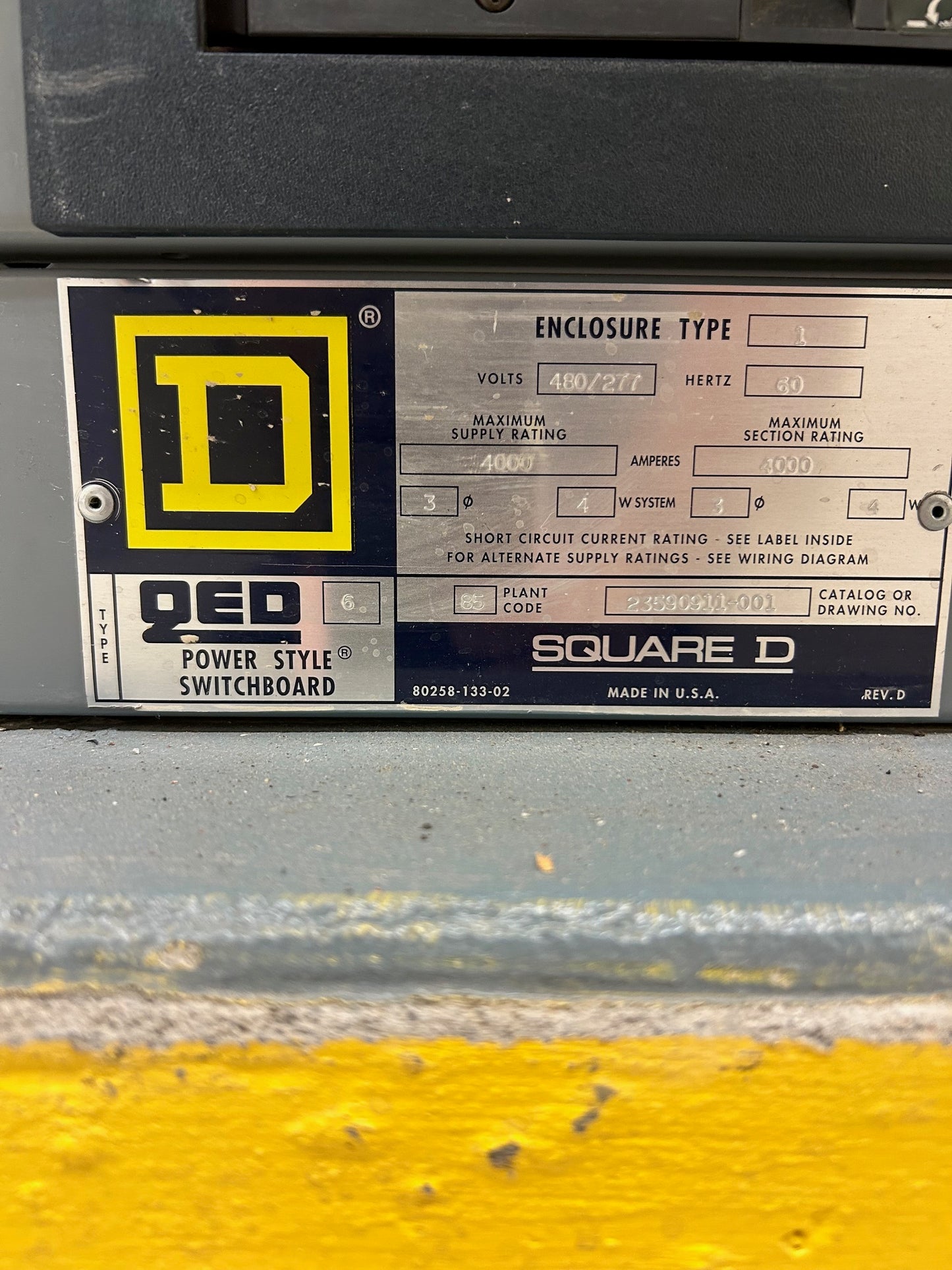 Square D QED-6 Power Style 10 Section Switchgear 4000A 480/277V 60hz 3PH 23590911-001 Never Energized!
