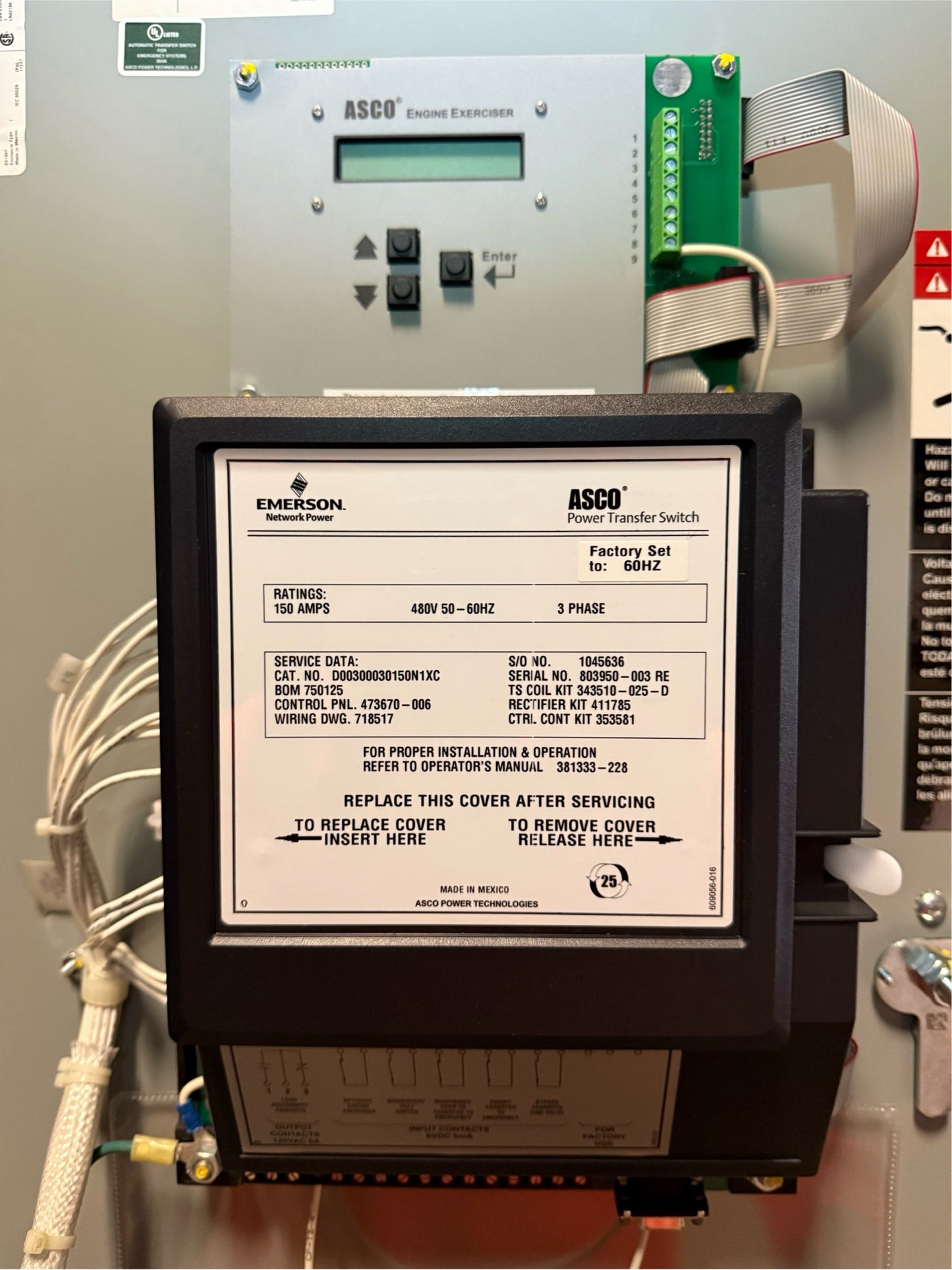 ASCO D00300030150N1XC 150A ATS Automatic Transfer Switch 480V (SKU: 110071)