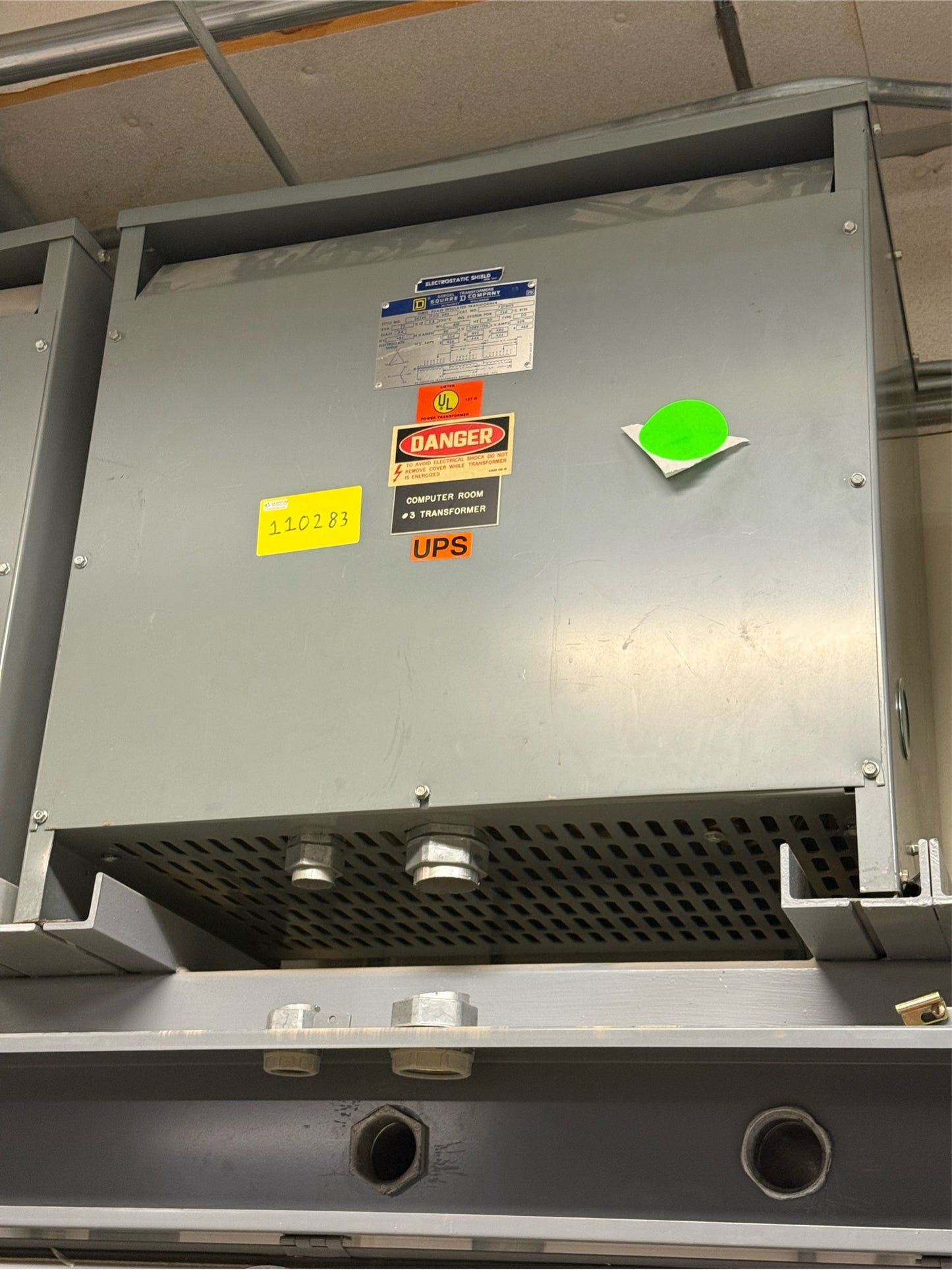 75KVA Square D Transformer 480v x 208Y/120v Cat.No. 75T3HIS