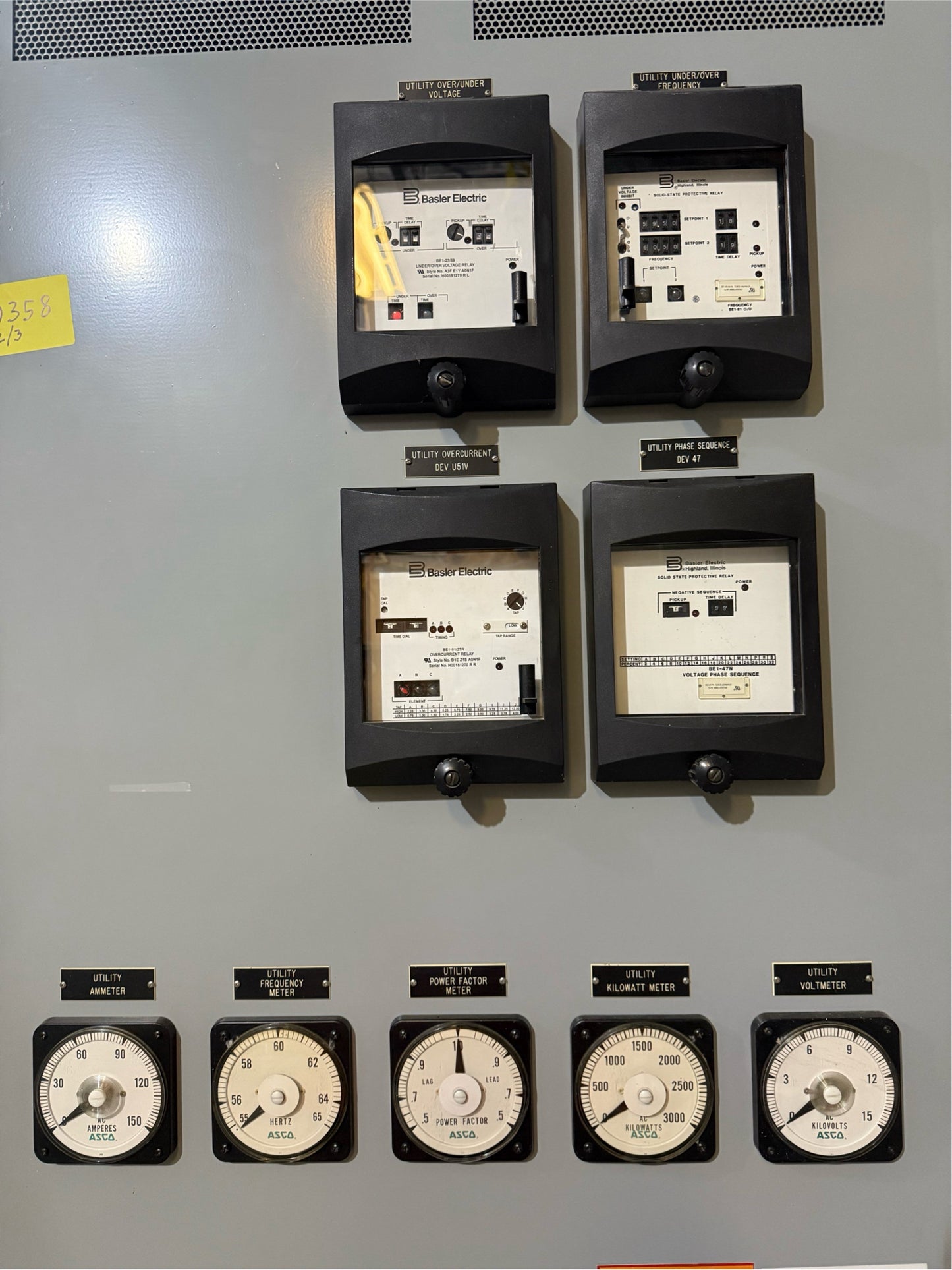 1200A 12470V ASCO 6390P110358 3 Sect GE PowerVac 15KV Switchgear (SKU: 110358)