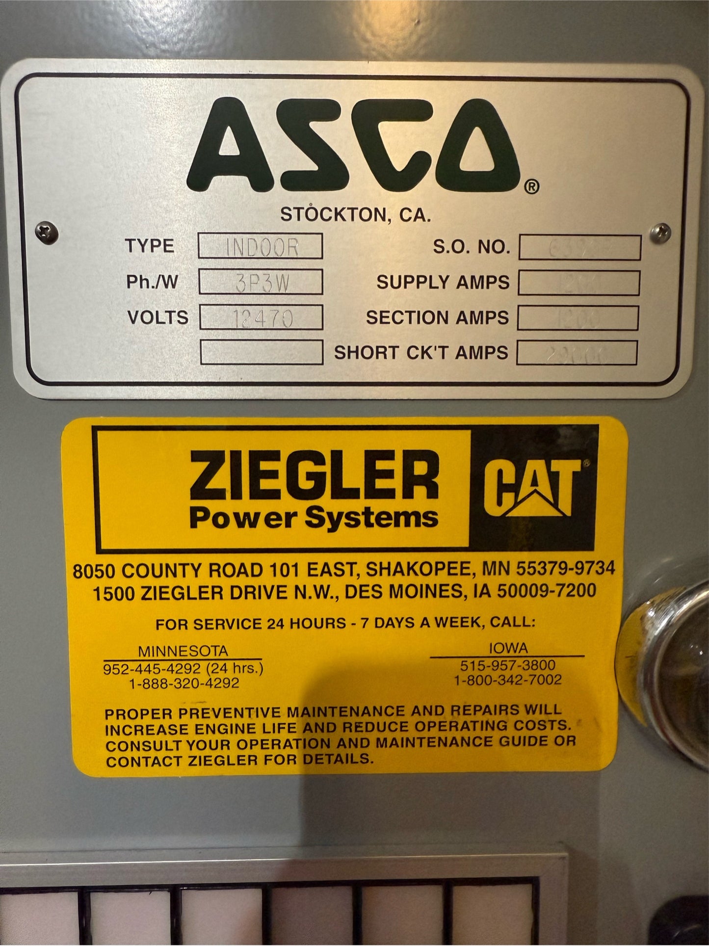 1200A 12470V ASCO 6390P110358 3 Sect GE PowerVac 15KV Switchgear (SKU: 110358)