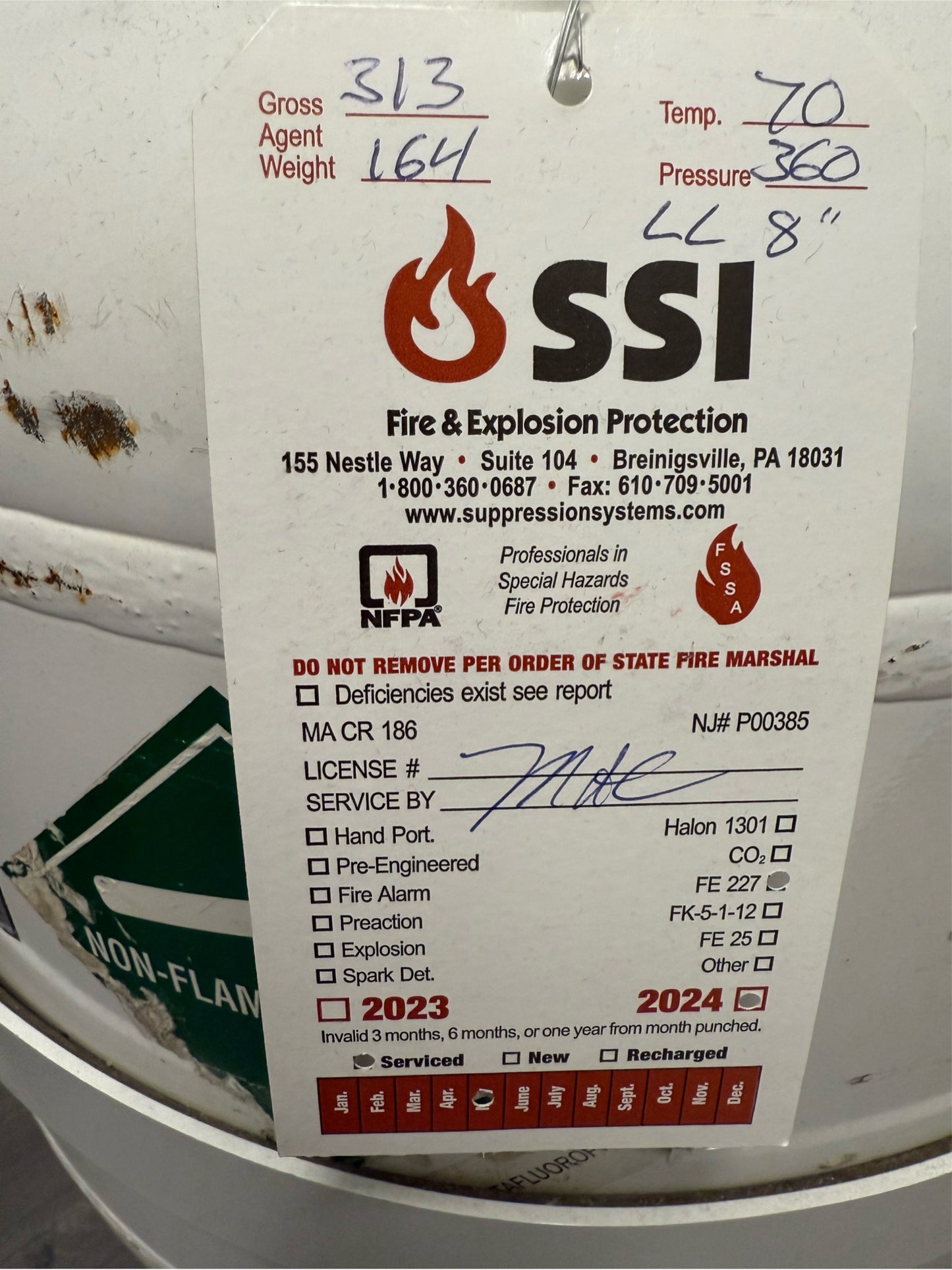 Fike 227ea FM200 Cylinder 164 lbs of agent W? Control Panel (SKU: 110390)