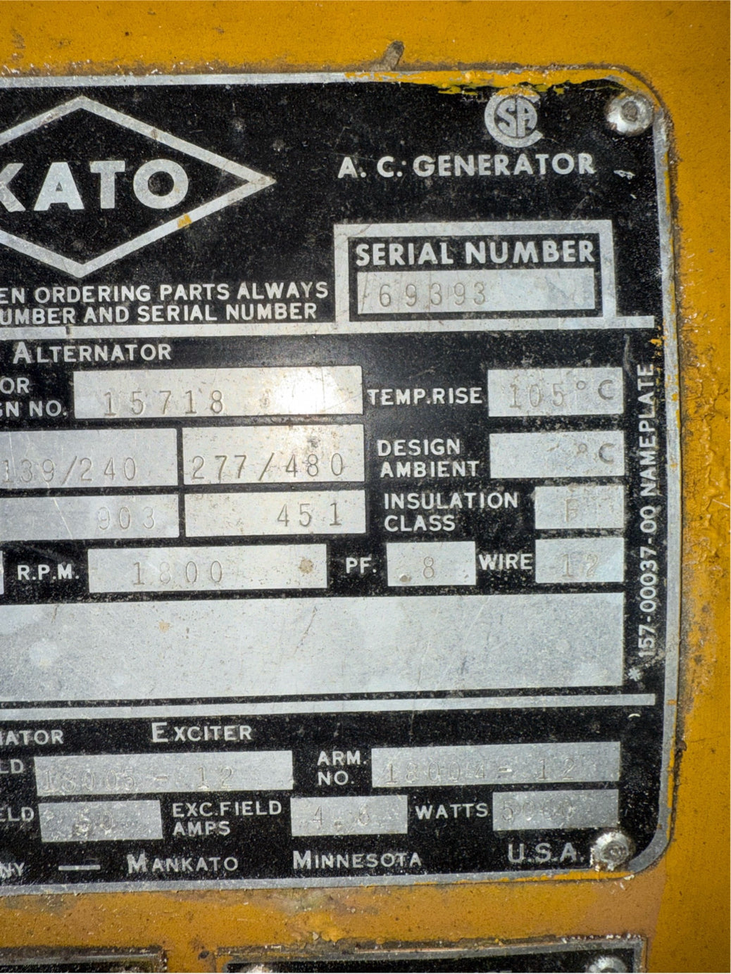 300KW Caterpillar KATO Diesel Generator SN69394 540Hrs(SKU: 110420)