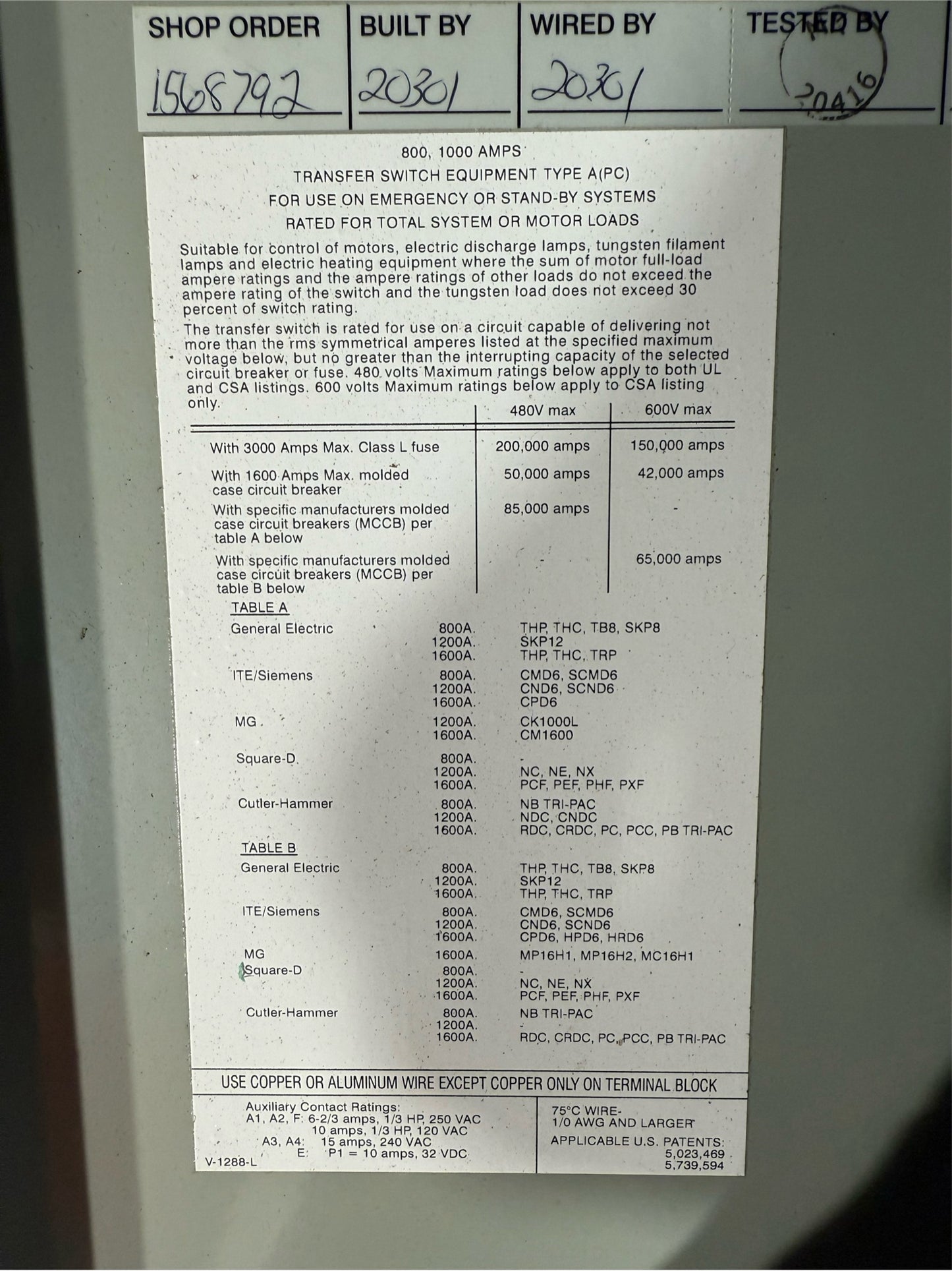 GE Zenith Controls ATS 800A 277/480V Automatic Transfer Switch (SKU: 110480)