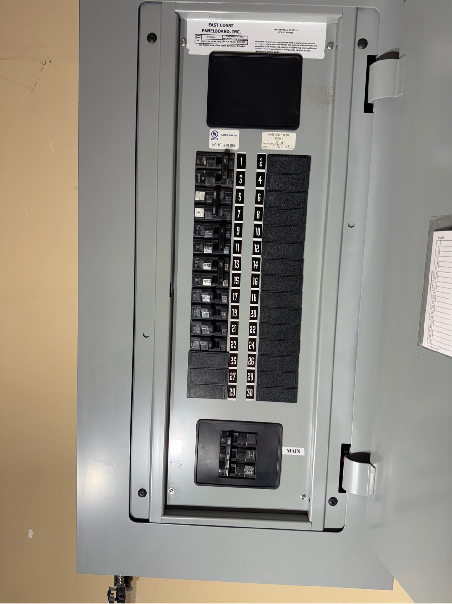 East Coast Panelboard 250A 208Y/120V 3PH 8 Breakers 1 Main(SKU: 110483)