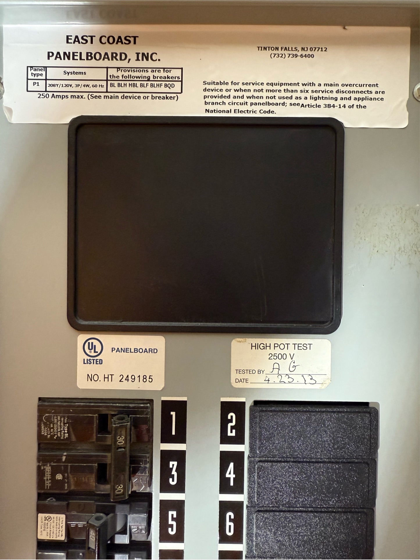 East Coast Panelboard 250A 208Y/120V 3PH 8 Breakers 1 Main(SKU: 110483)