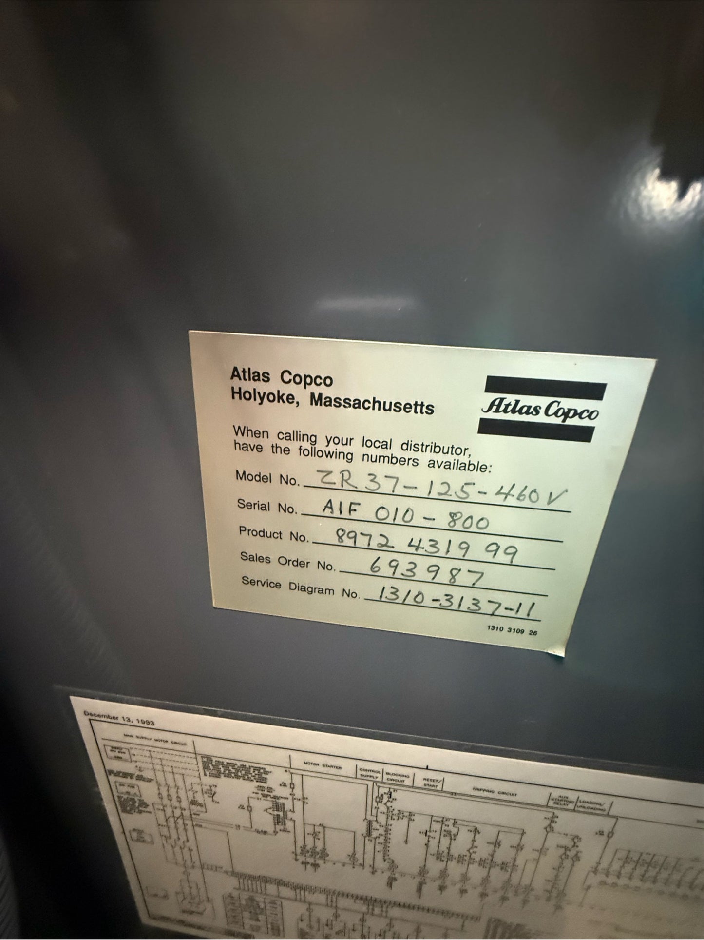 Atlas Copco ZR37 Oil-free Rotary Screw Air Compressor 3ph 460V (SKU: 110506)