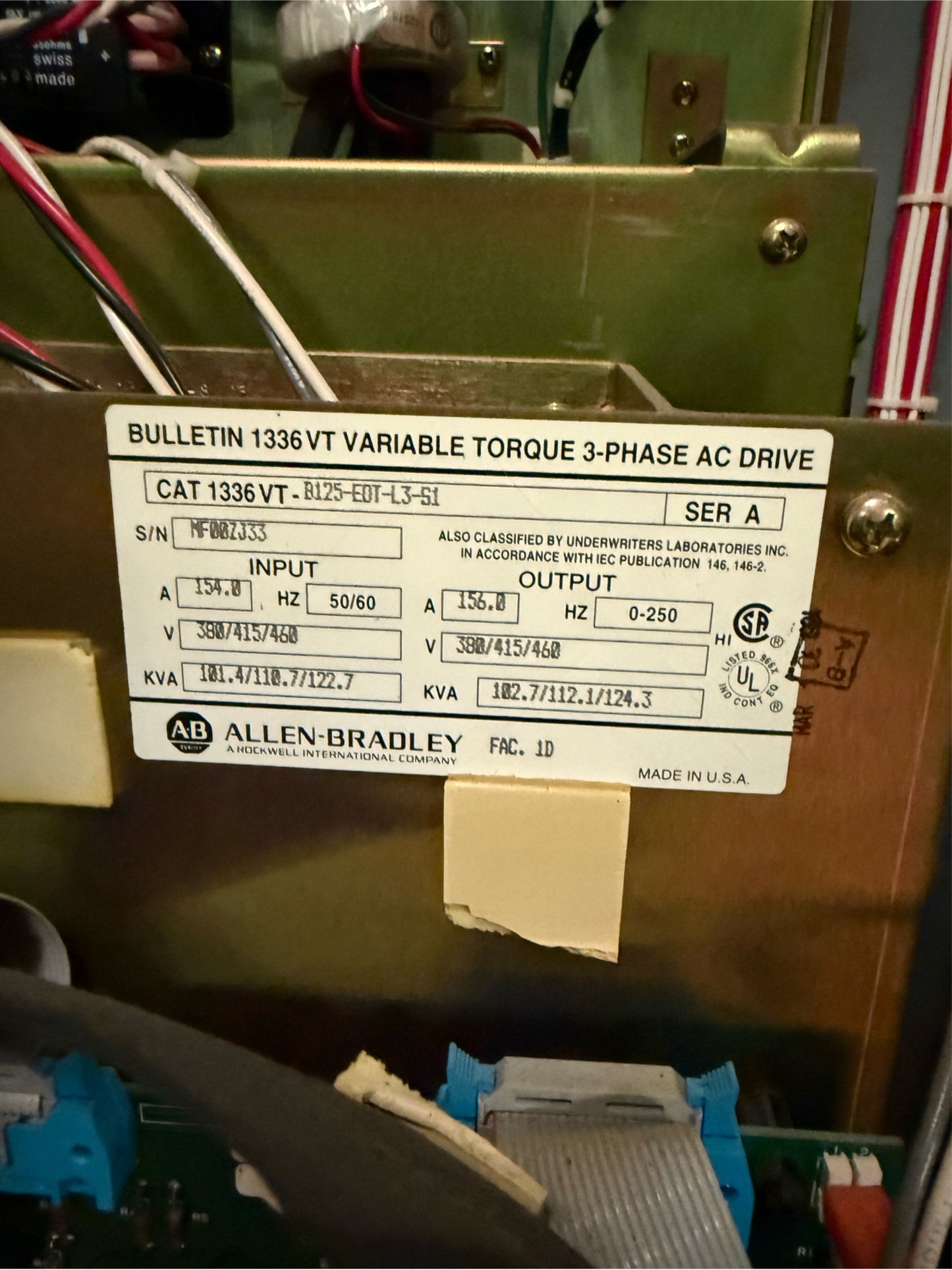 Allen-Bradley Bulletin 1336 AC Drive 156A 460V MCC