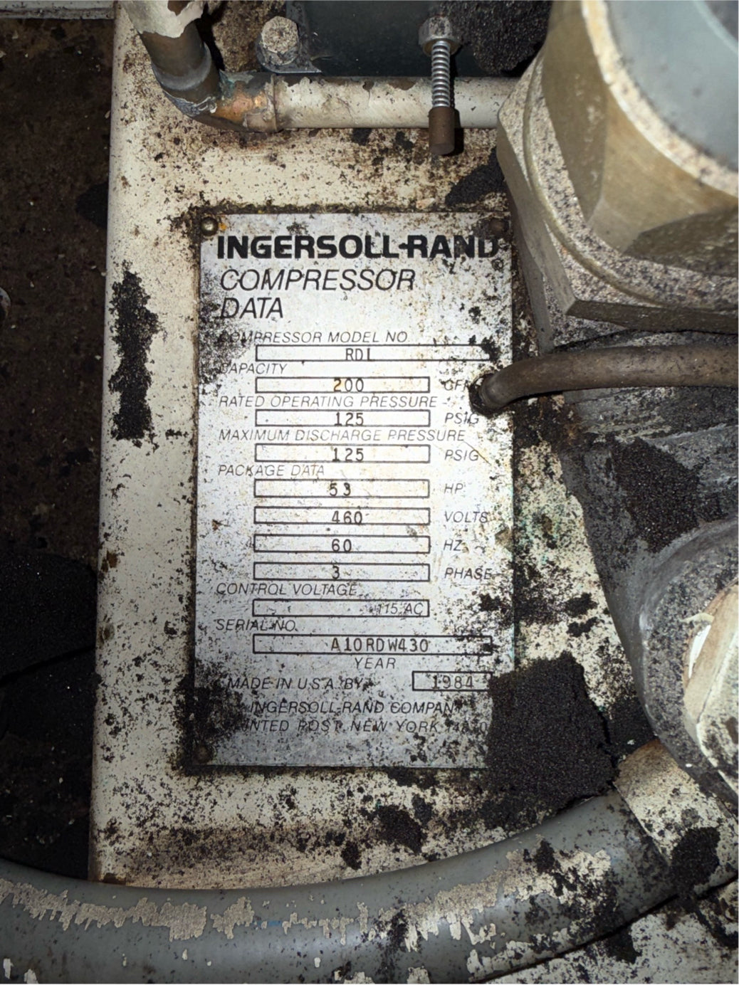 Ingersoll-Rand Air Compressor RDL 53hp 460V 60hz 3PH 39K Hrs