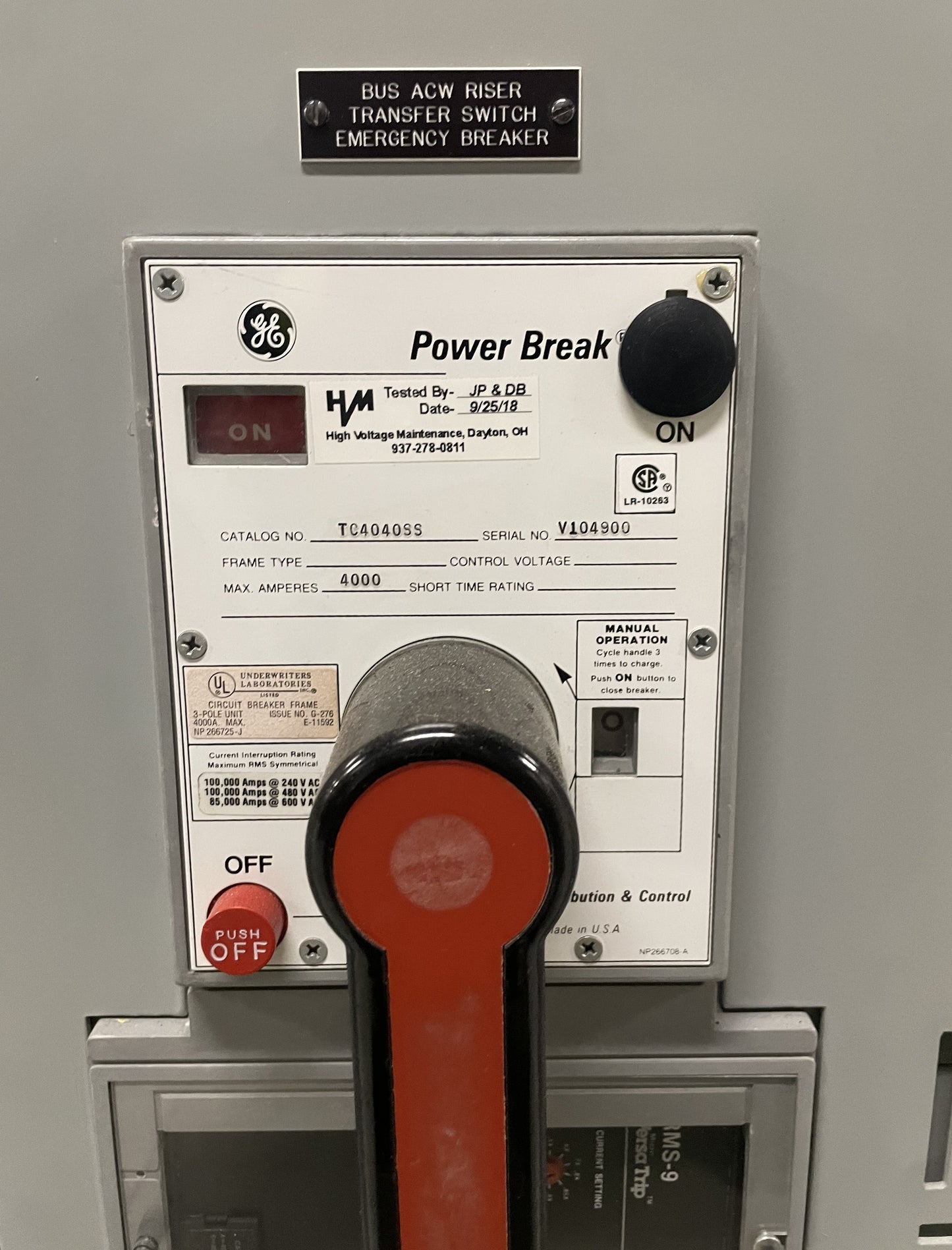 3000A 480V Square D Russelectric GE Power Break Switchgear 8 Section 7 Breaker w/ Bypass Transfer Delay Removal