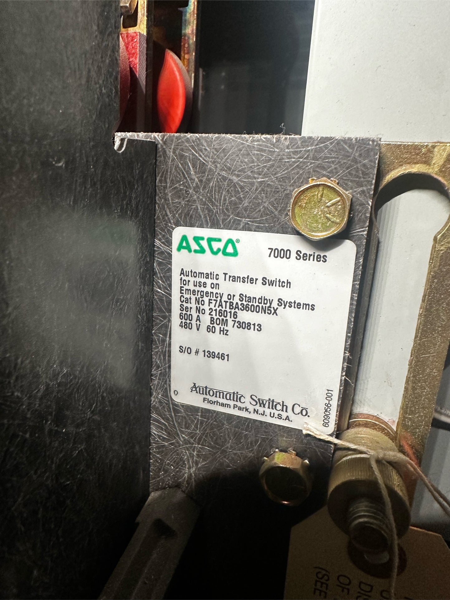 600A ASCO ATS 480V w/ 600A Service Entry Breaker(S6LLST1748)