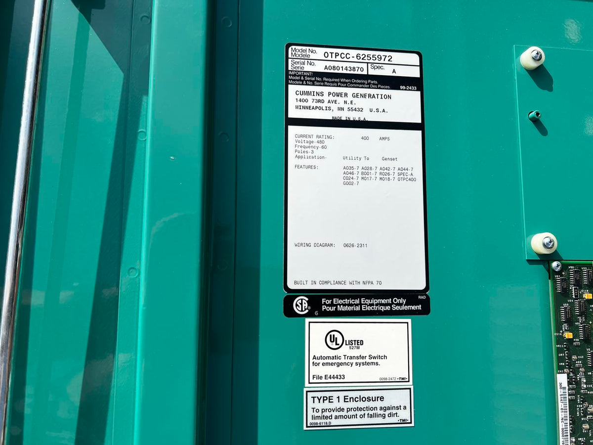 400A Cummins/Onan Automatic Transfer Switch, Nema 1 Enclosure - DSLP1446