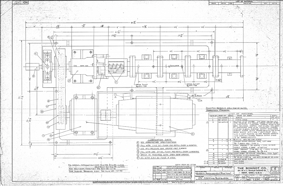 The Bonnot Co Jacketed Single Screw Extruder Lab Pilot Plant Pug Mill 2575
