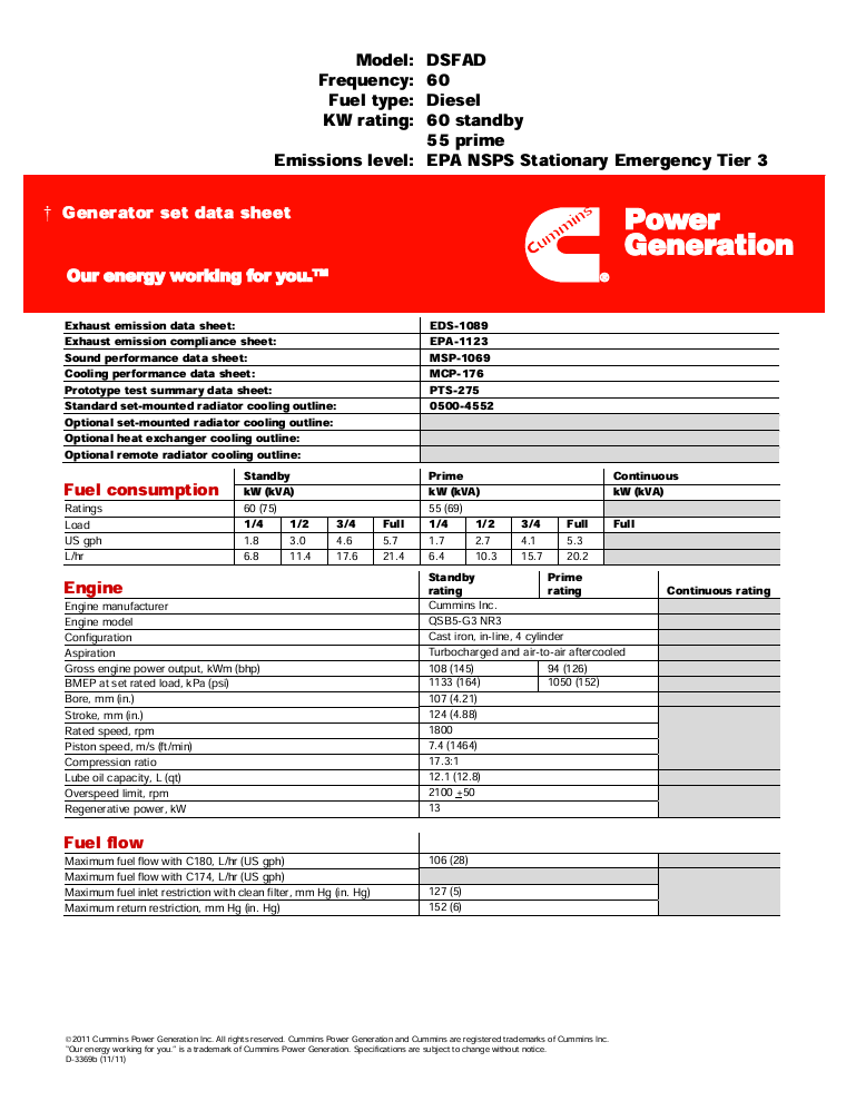 60KW Cummins Diesel Generator 1&3PH 85Hrs 2009 TESTED (SKU: 110092)