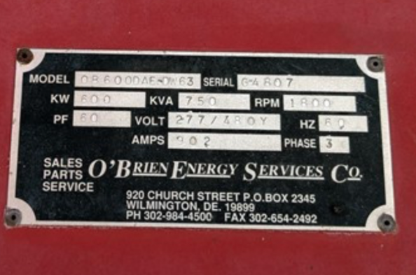 600KW Marathon MagnaMax 0B-600DAE-ON-63 Diesel Generator 3ph 277/480v 621 Hrs