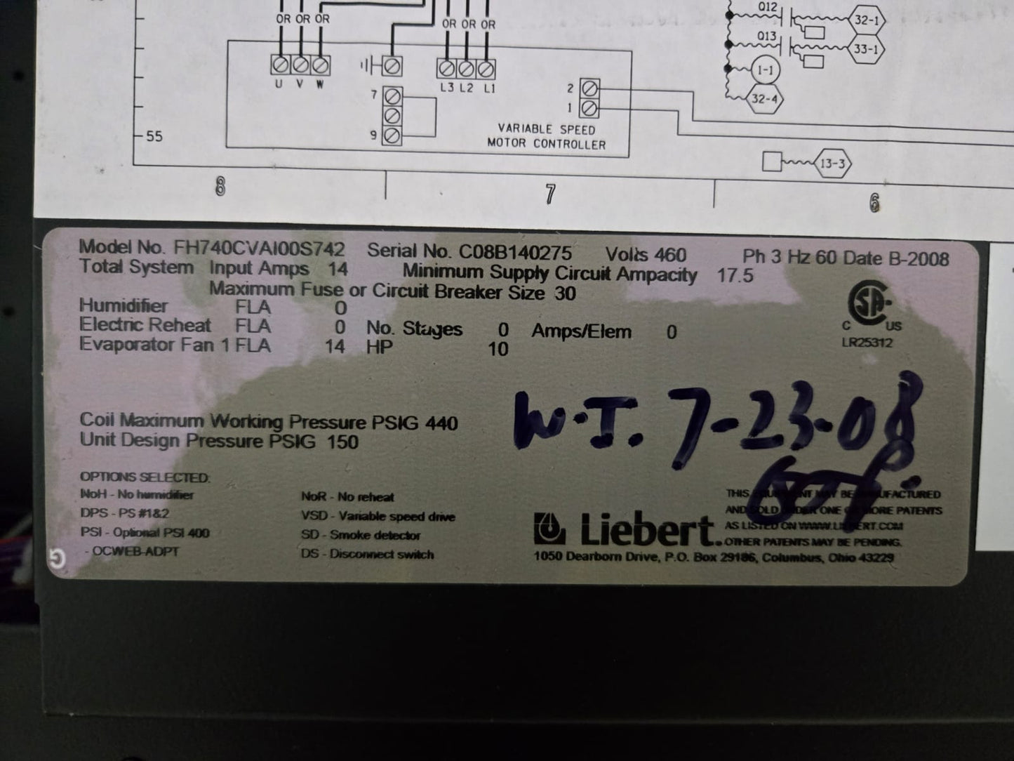 50 Ton Chilled Water FH740C CRAC FH740CVA100S742 CRAH Air Handler (107641)