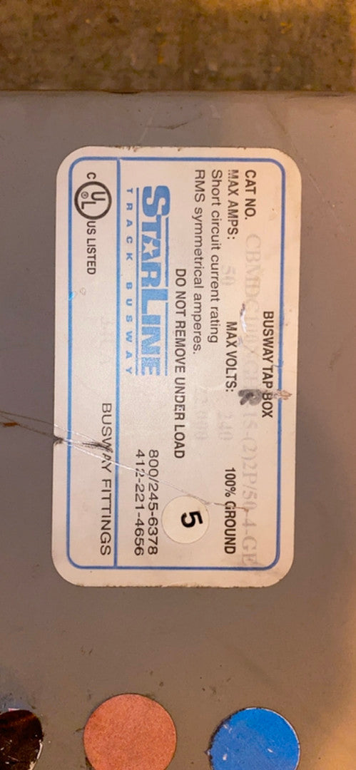 Starline Busway Tap Box 50A 240v CBMDC100XGLR15(2)2p/504(S6LLST3019)