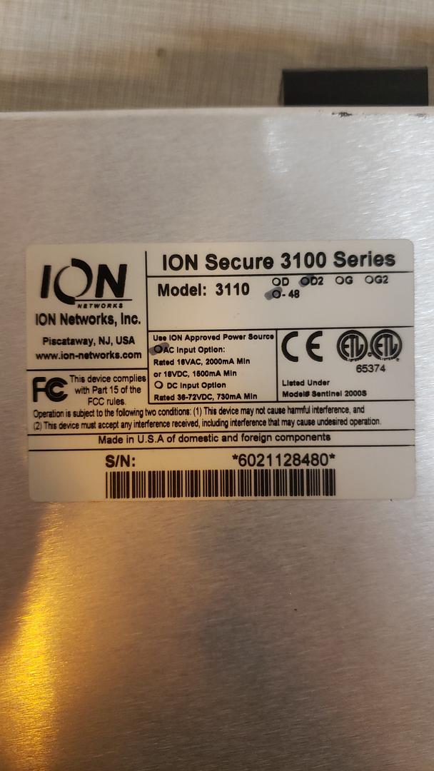 *Pickup Only* Lot of 2 3110 ION NETWORKS, INC. ION SECURE 3100 SERIES(S6LLST7801)
