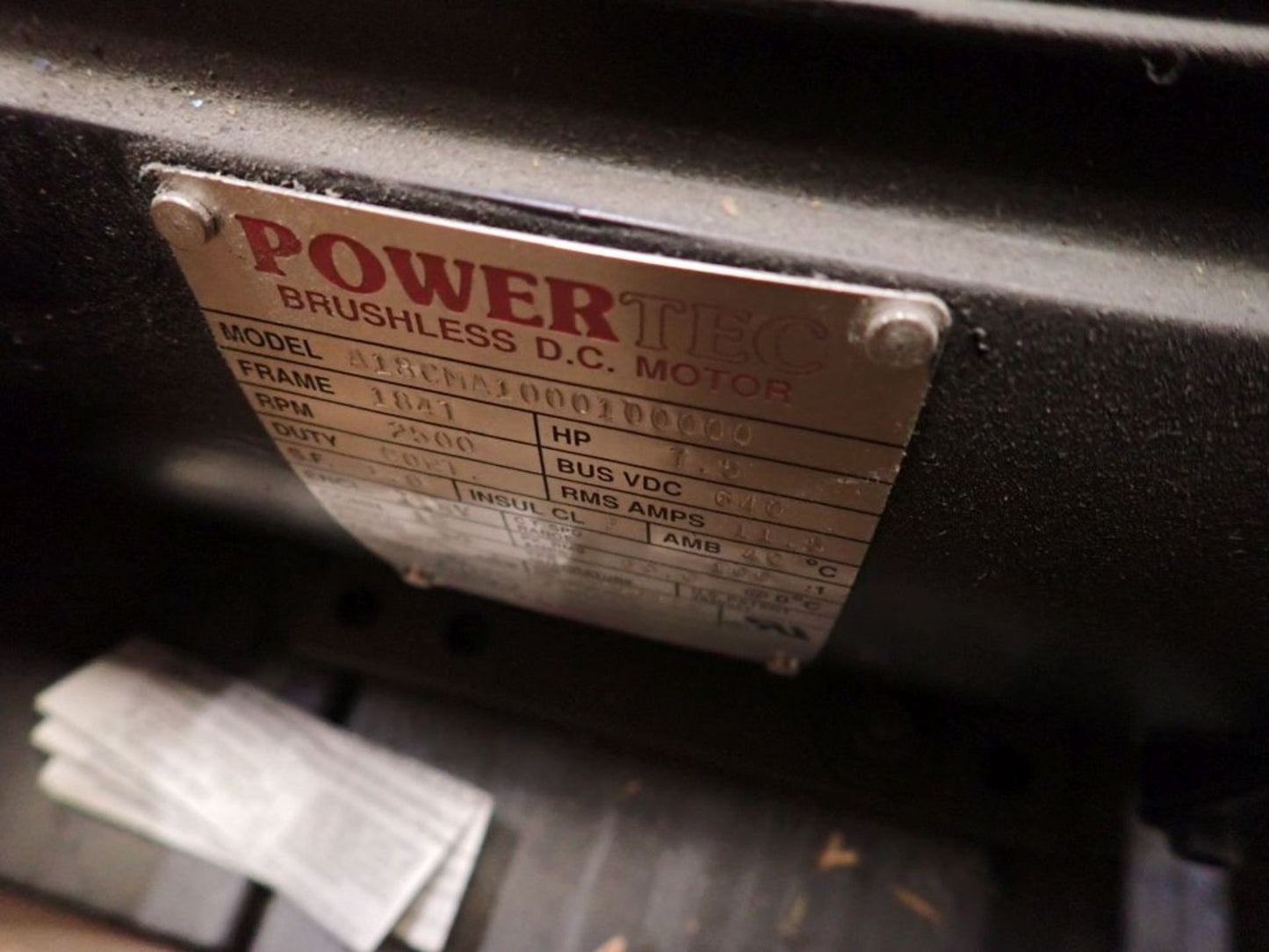 7.5HP Powertec Brushless Motor A18CMA1000100000 2500 RPM 640V Frame 184T