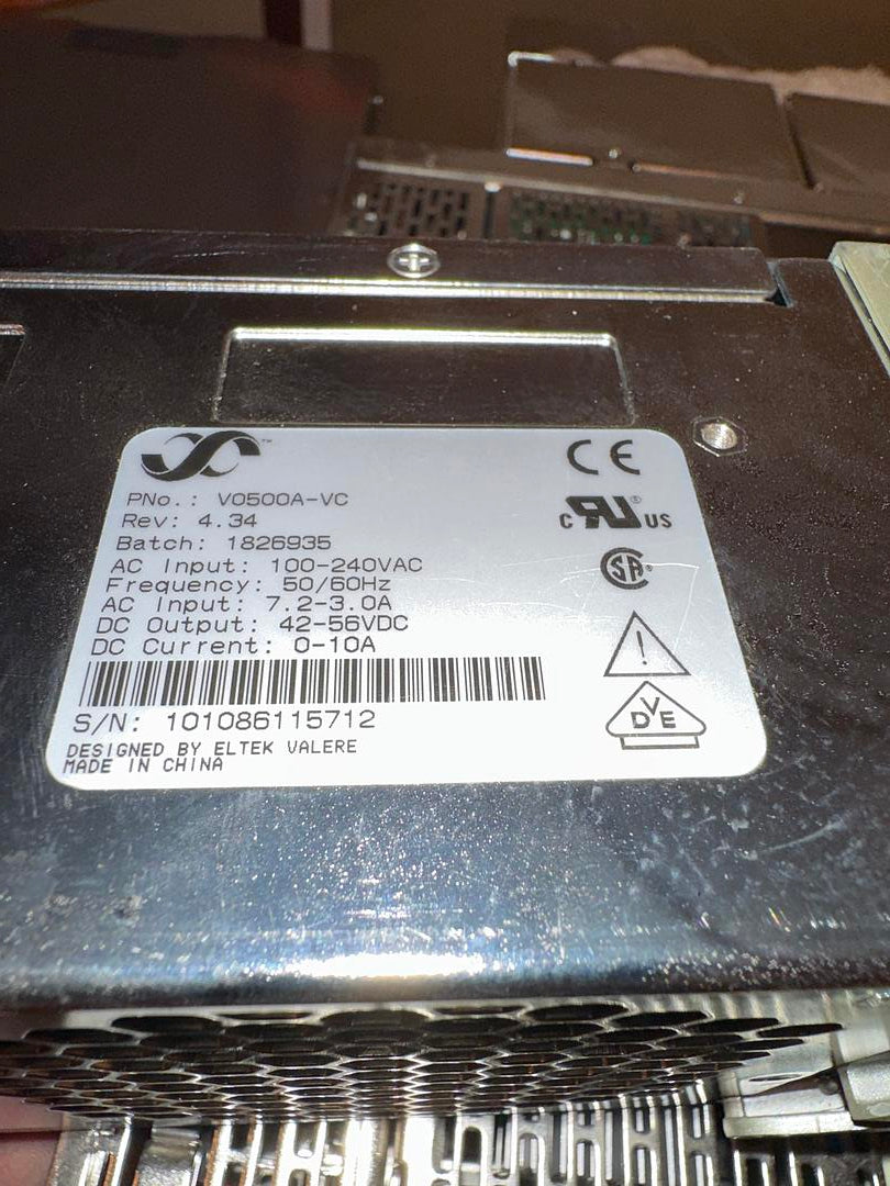 Valere Power Rectifier Shelf CC8X-ANN-VC w/ Modules & Display Arm(S6LLST8203)
