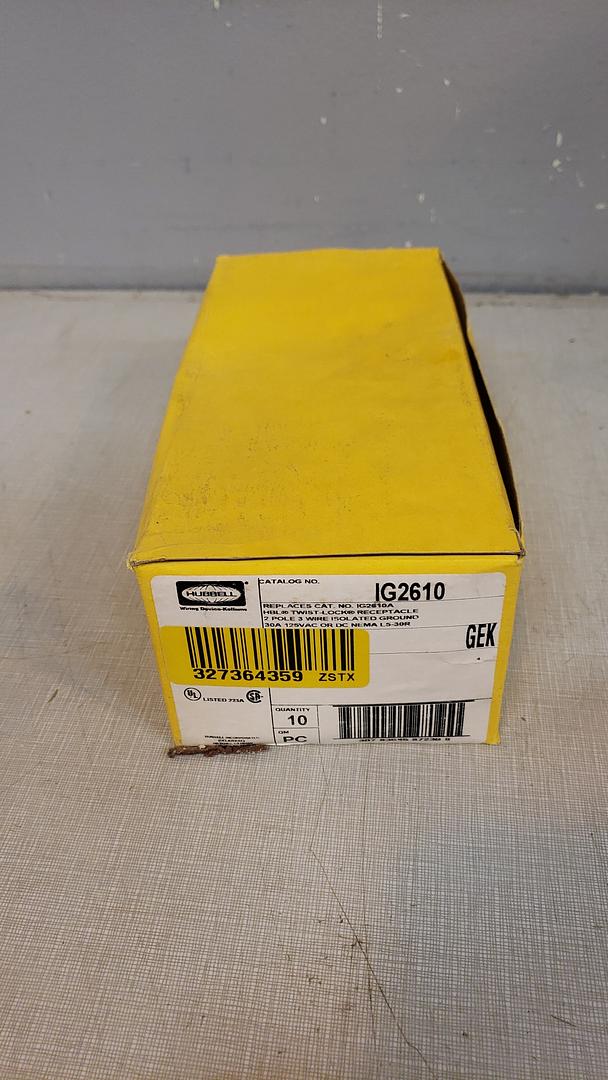 *Pickup Only* Lot of 10 HUBBELL IG2610 30 AMP 125V ISOLATED GROUND LOCKING HEAVY DUTY RECEPTACLE NEW(S6LLST10677)