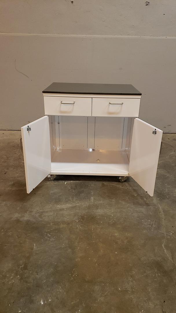 Rolling Metal Lab Cabinet 2 Stainless Drawers 2 Doors w/ Resin Top S6LLST10372
