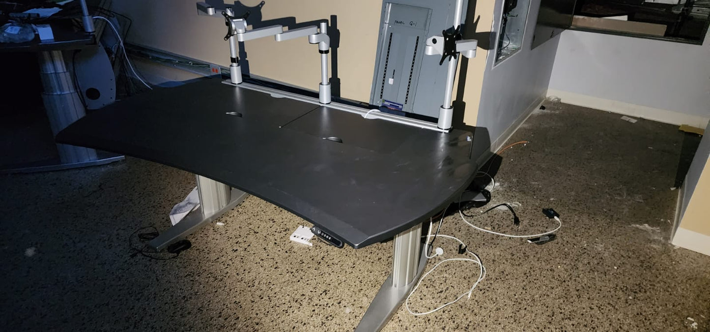 Linak Actuator Systems Adjustable Office Desk Black Top w/ Hydraulics & Controls '14