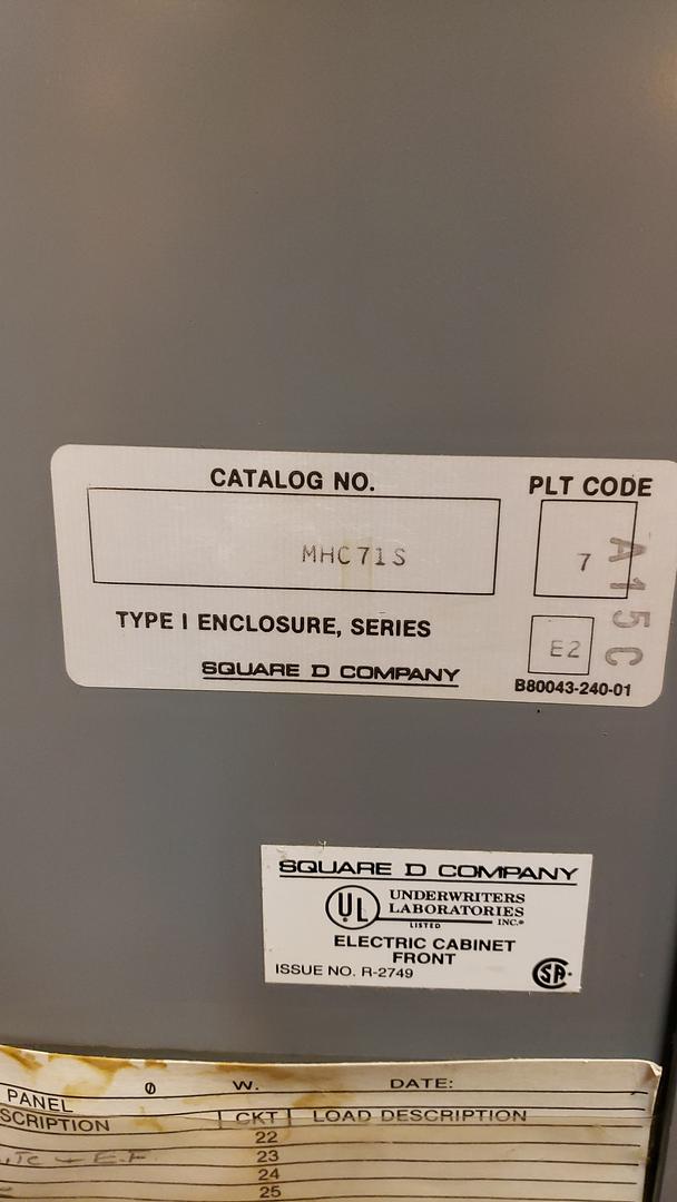 225A 240V Square D NQOD Breaker Panelboard Loaded 3PH Dual Main Feed(S6LLST11848)