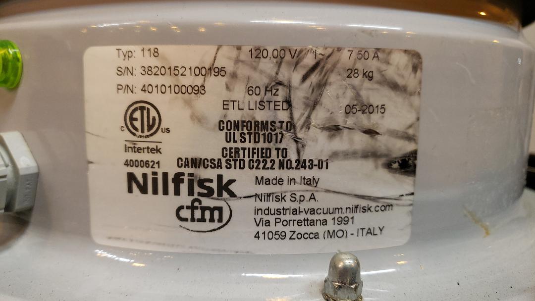 NILFISK Industrial Vacuum 4010100093 Portable(S6LLST10989)