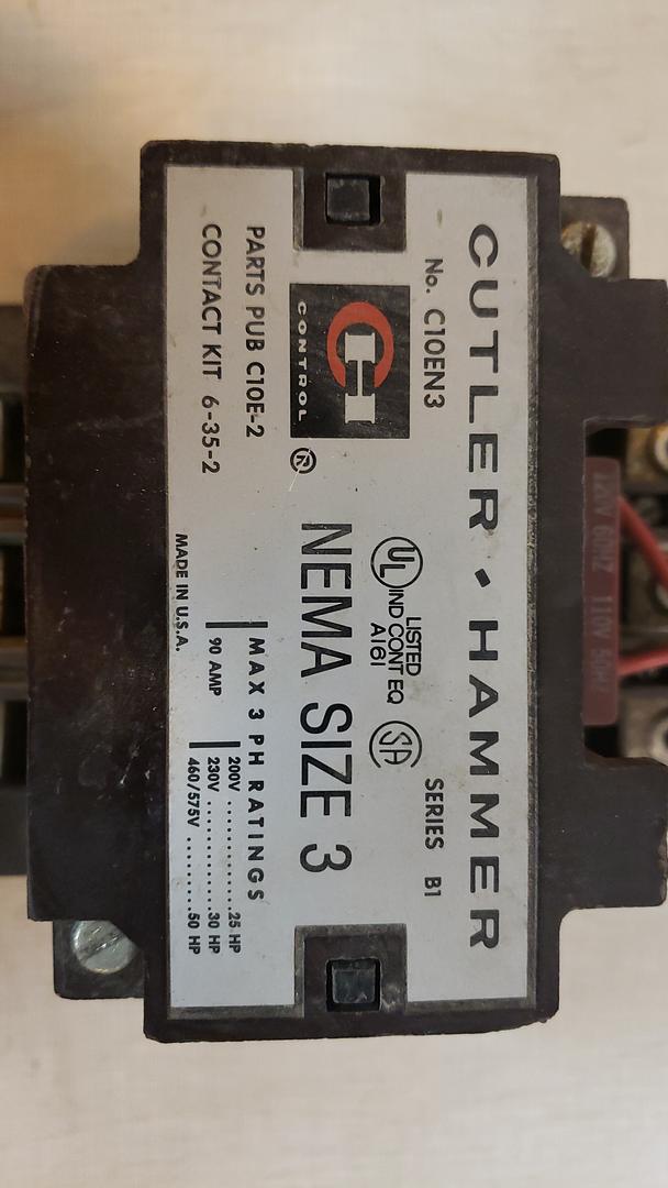 Cutler Hammer Size 3 90A Contractor C10EN3 Series B1(S6LLST10735)