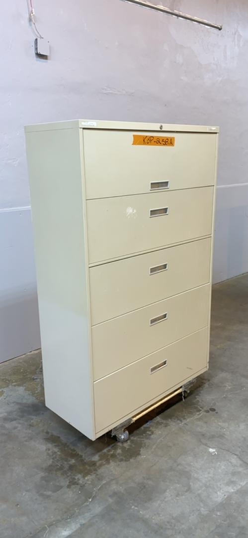 5 Drawer Lateral File Cabinet 42x18x65 White/Tan(S6LLST8659)