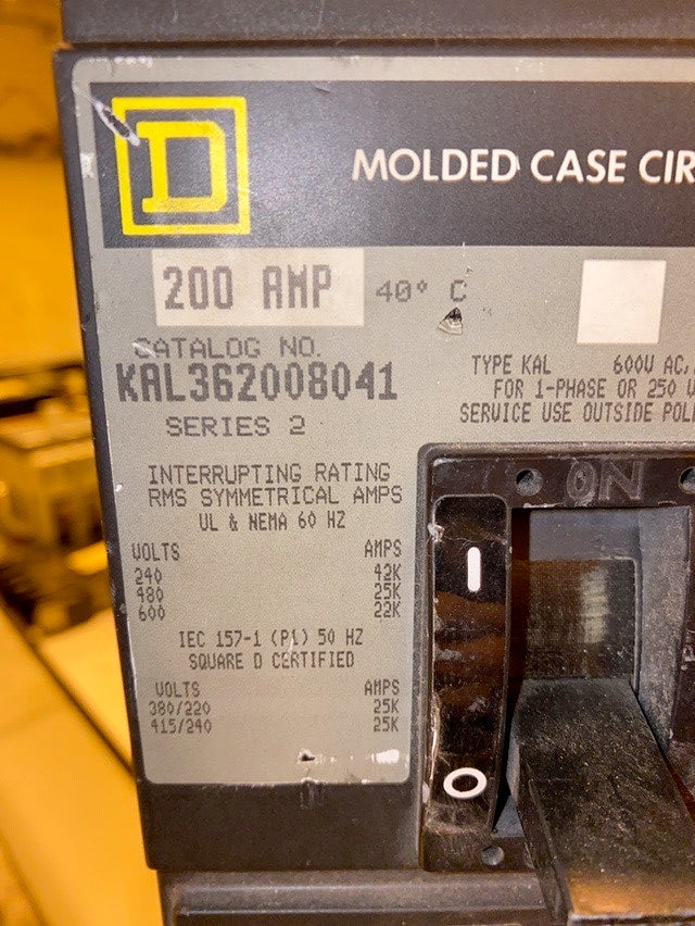 200A Square D KAL362008041 3 Pole Circuit Breaker(S6LLST1422)