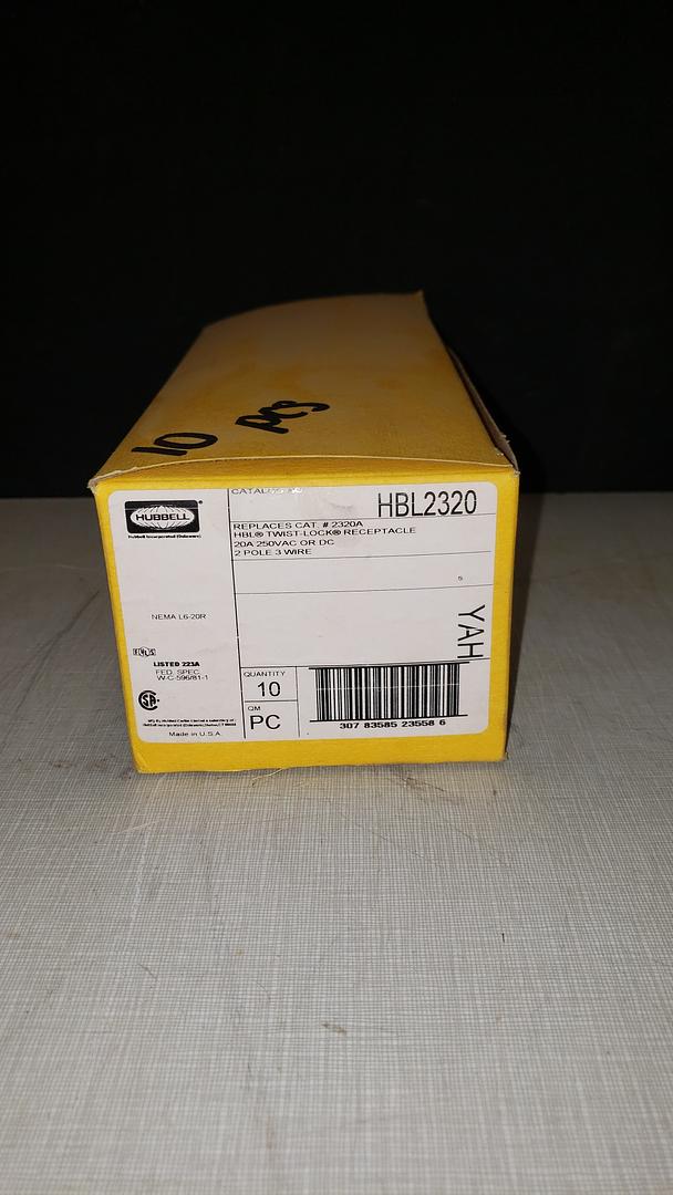 *Pickup Only* Lot of 10 Hubbell 20A 250V 2P3W 2 Pole 3 wire HBL2320 NEMA L6-20R Twist Lock Receptacle(S6LLST8675)