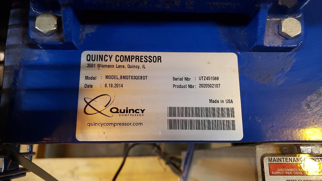 Quincy Air Compressor BMQTS3QCBDT '14 Dual 1.5HP Motor(S6LLST10592)