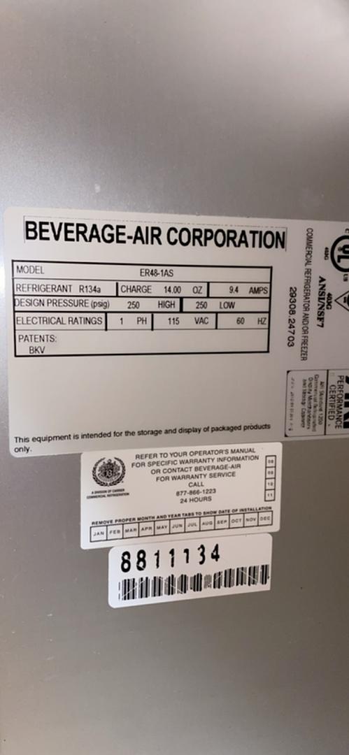 52" Beverage Air Refrigerator Tested Not Working(S6LLST5834)