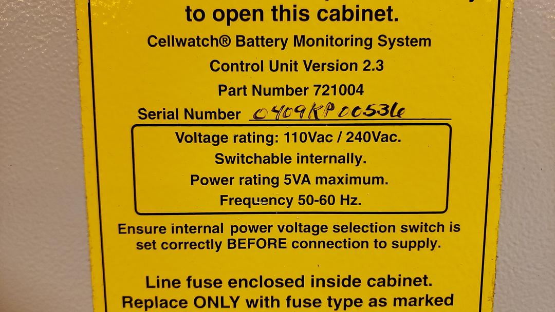 Cellwatch Battery Monitoring System Control Unit 721004 Ver. 2.3(S6LLST8995)