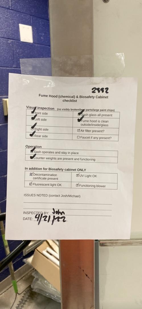 6' Biosafety Cabinet Fume Hood Sterilgard II SG600(S6LLST2882)