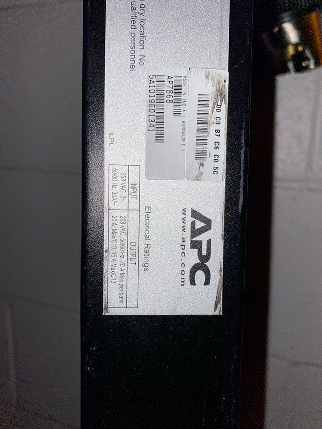APC AP7868 36 PLUG MANAGED RACK PDU C13 C19 3FT CS(S6LLST0448)