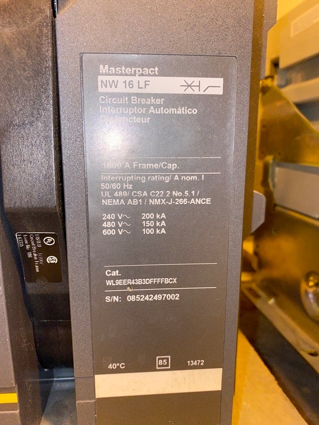 Square D NW16LF Masterpact 1600A Circuit Breaker (S6LLST1578)