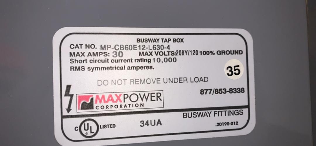 Busway 100A Starline MAXPOWER B100C10'4 PlugIn W 9 Tap Boxes(S6LLST9099)