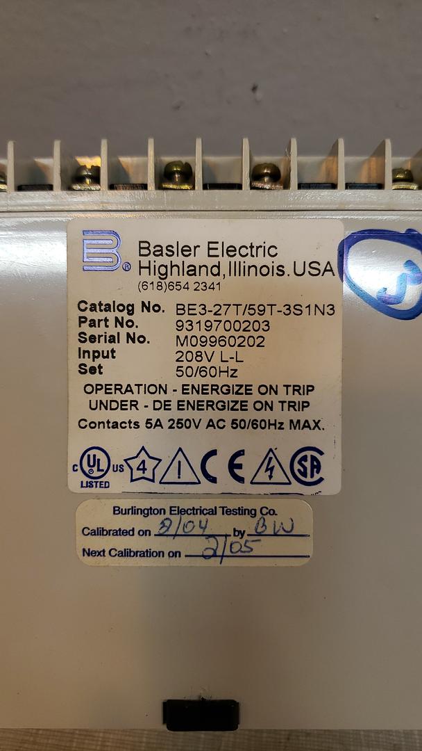 Basler Electric BE3-27T/59T-3S1N3(S6LLST9016)