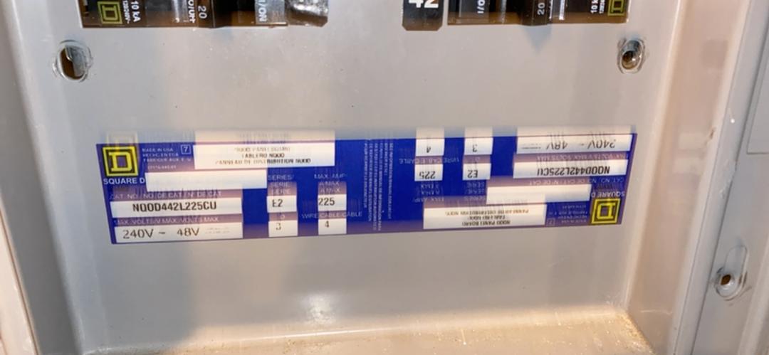 225A Square D Panelboard W/ Main 240v Loaded NQODQB(S6LLST3834)