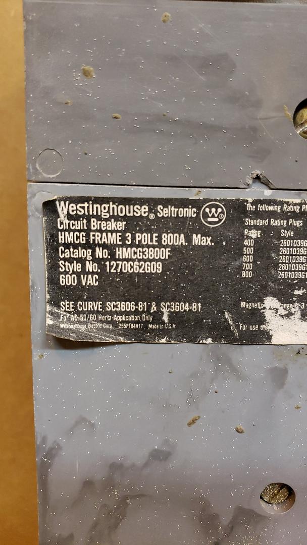 800A Westinghouse HMCG3800F Circuit Breaker(S6LLST8261)