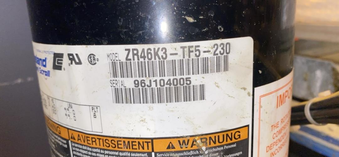 Copeland Scroll Compressor ZR46K3ETF5230 (SKU: S6LLST4689)(S6LLST4689)